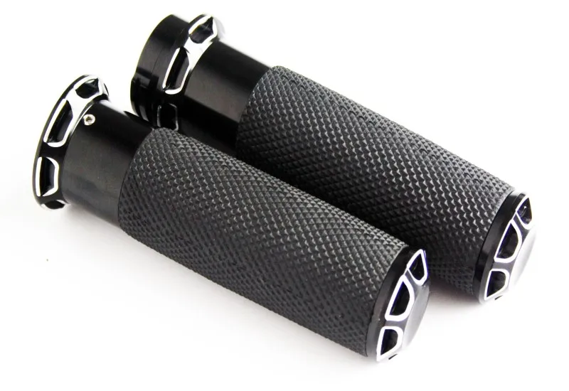 

1" 25mm Edge Cut CNC Handle Bar Hand Grips For Harley Sportster Touring Dyna Softail Motor
