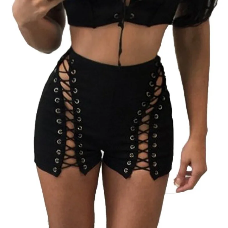 High Waist Women Shorts Fitness Lace Up Mini Shorts Women