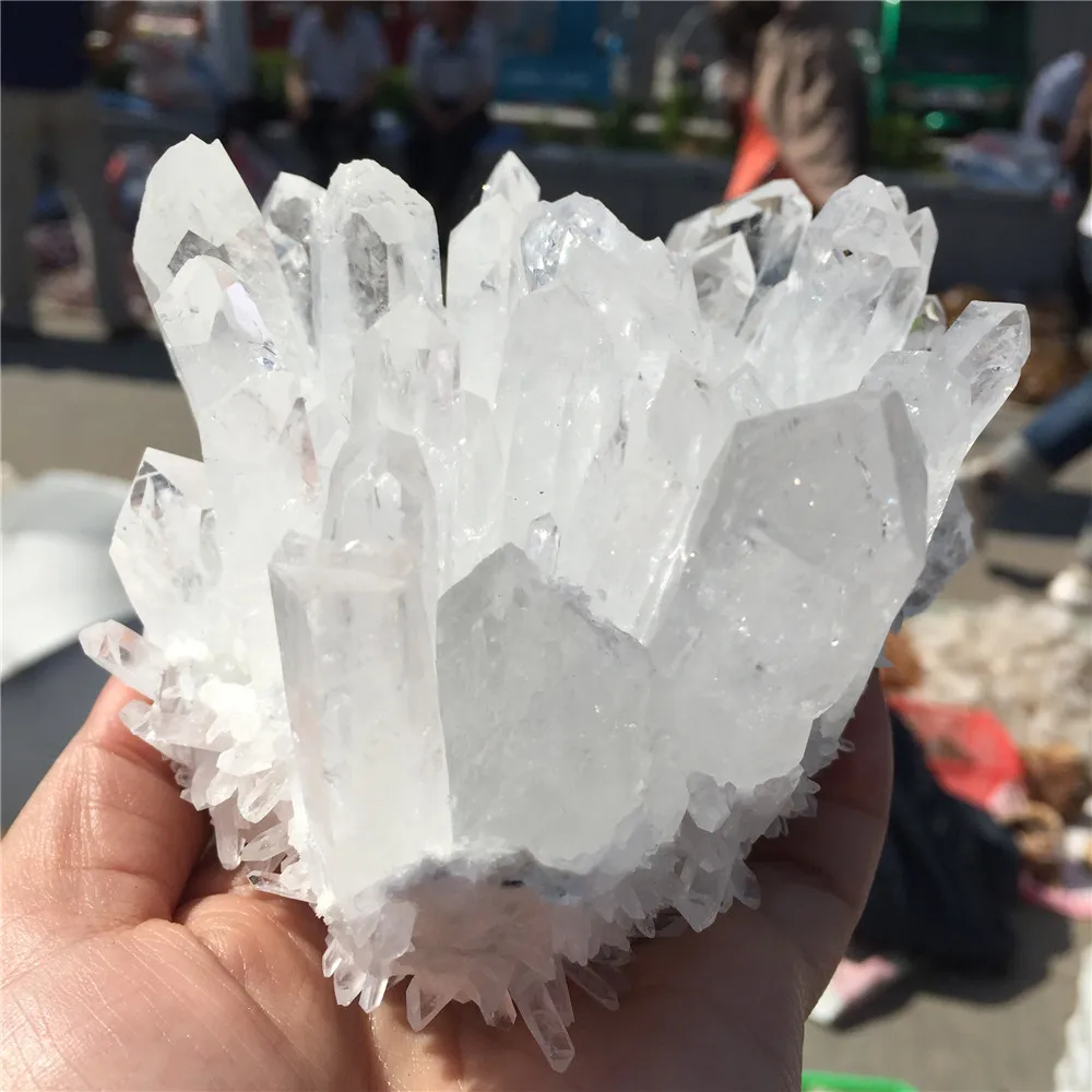 600g Natural Clear White Crystal Cluster Quartz Point Crystal Druse Vug Specimen Minerals Reiki Healing