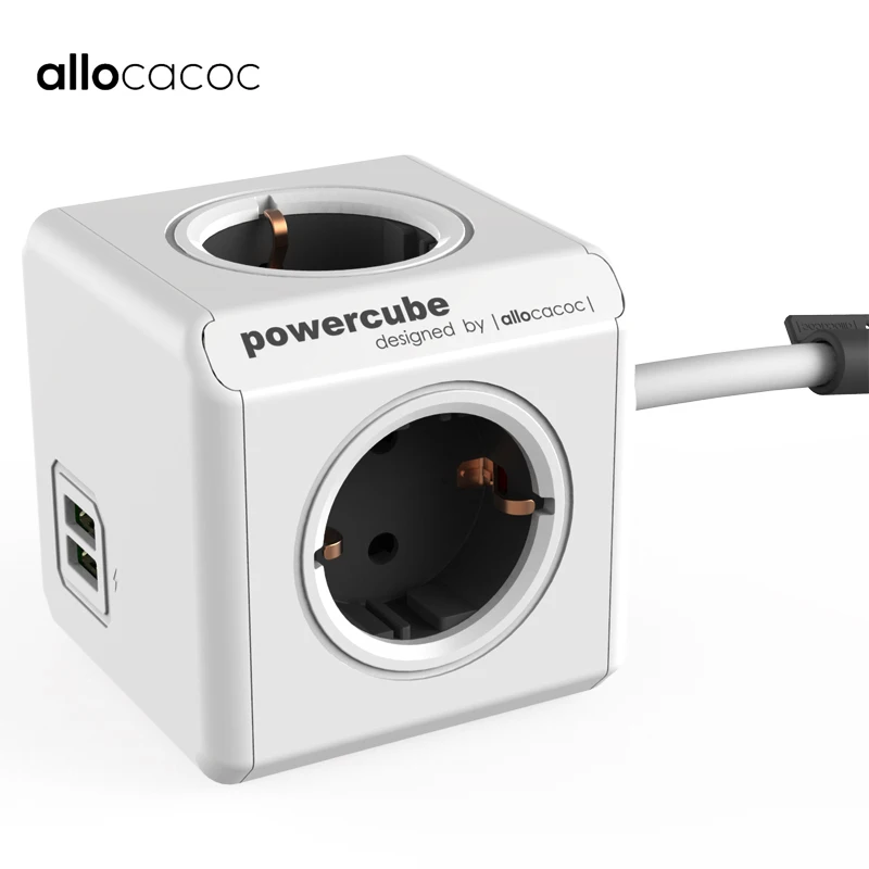 

Original Allocacoc Smart Home Plug Electronic Power Strip EU Socket 2 USB 4 Sockets Standard Charging Plug Interface Extension