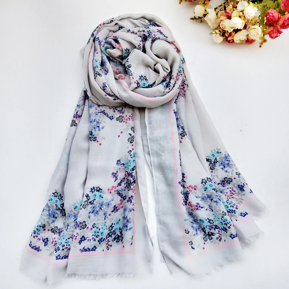 1 шт. хлопковый женский длинный шарф модный хиджаб с цветочным принтом пашимина мягкий тонкий осенне-летний вискозный качественный шарф