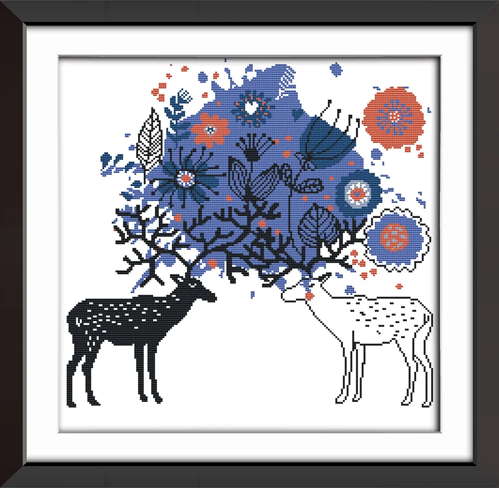 Elk happy animal мультфильм diy Декор Картина Счетный напечатанный на холсте DMC 14CT 11CT Наборы для вязания вышивка крестиком