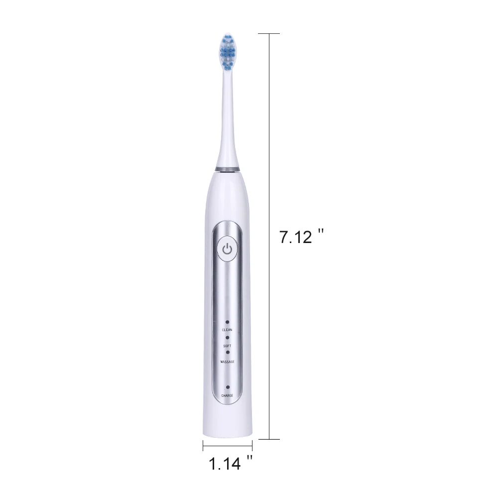 Лучшая звуковая электрическая зубная щетка перезаряжаемая с 6 шт. насадки для зубной щётки 2 минут таймер водонепроницаемый 3 режима отбеливание зубов