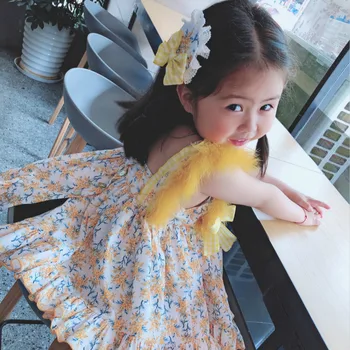 

Summer New Arrivals Spanish Court Dress High Quality Feather Dress Kids Dresses for Girls Wedding Party Dress Panty+clip 3pcs