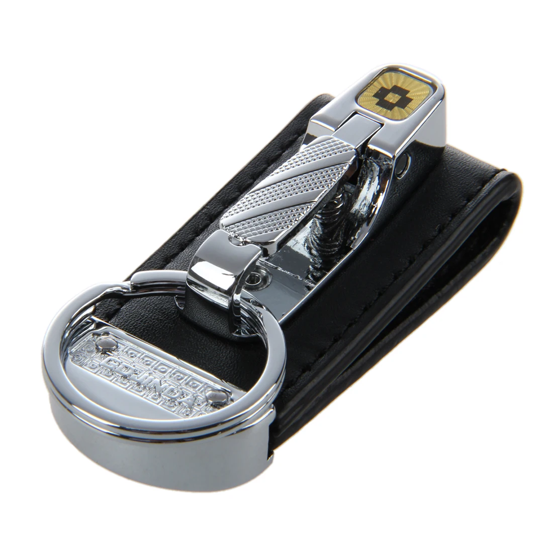 RIMEI Wide Silver black Belt Loop Split Ring Metal Keychain Key Holder