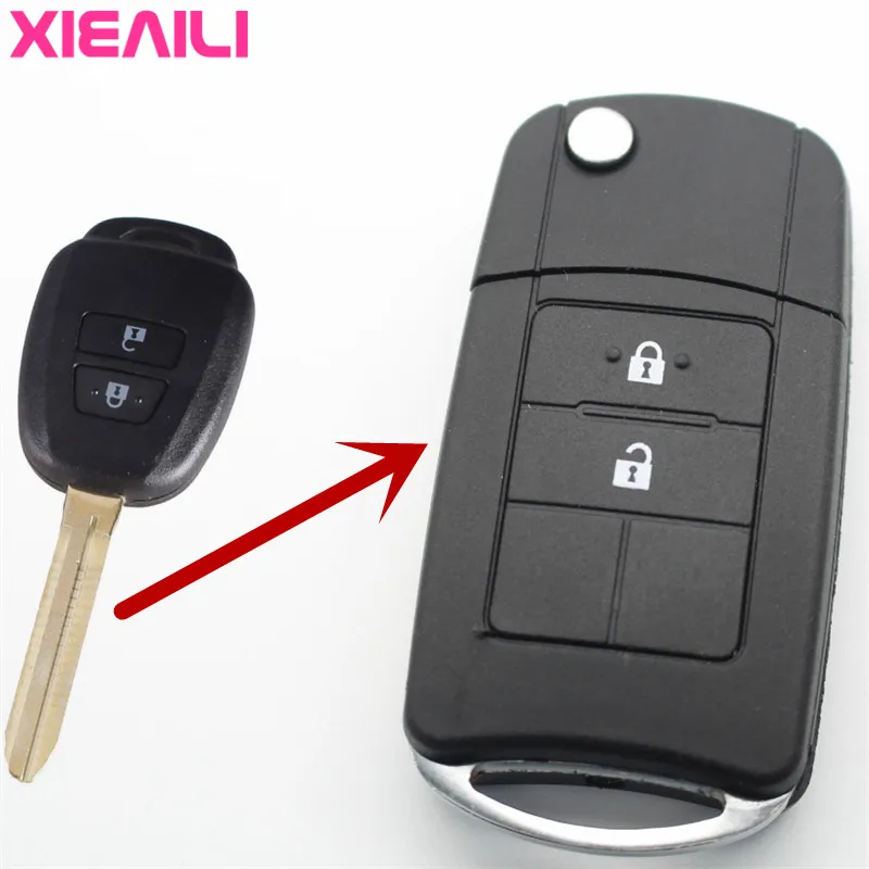 XIEAILI 10 шт. OEM 2 кнопки модифицированный Флип складной пульт дистанционного ключа чехол для Toyota Camry/RAV4 Брелок чехол S470