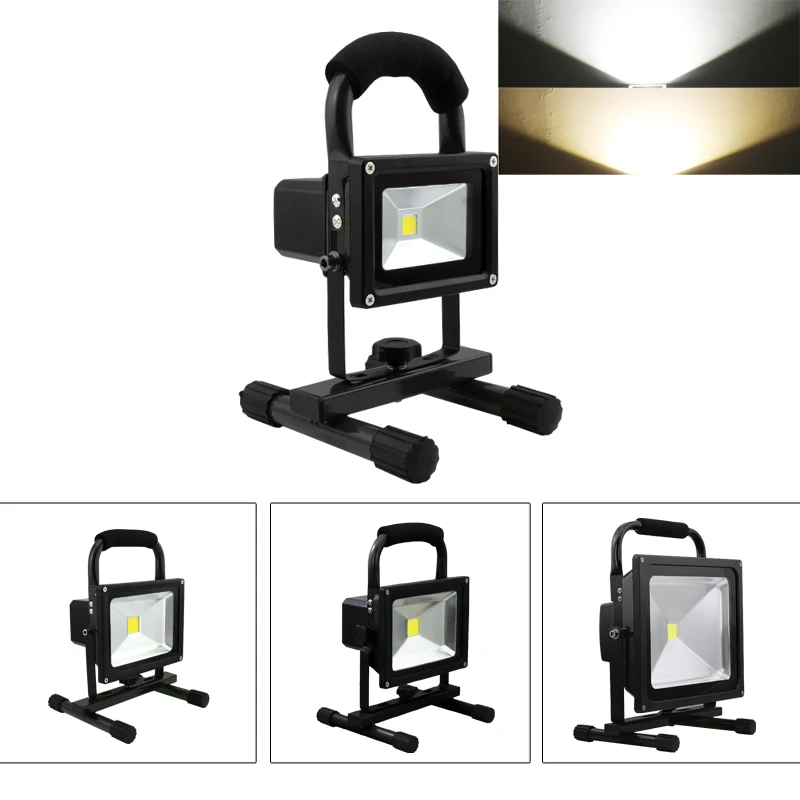 

10-50W Warm Cold White LED Floodlights lithium battery Portable Flood Light Two Chargers Outdoor Industrial Camping IP65