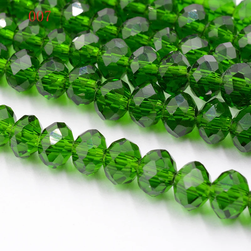 

FLTMRH Deep Green Colors 4mm 145pcs Rondelle Austria faceted Crystal Glass Beads Loose Spacer Round Beads for Jewelry Making