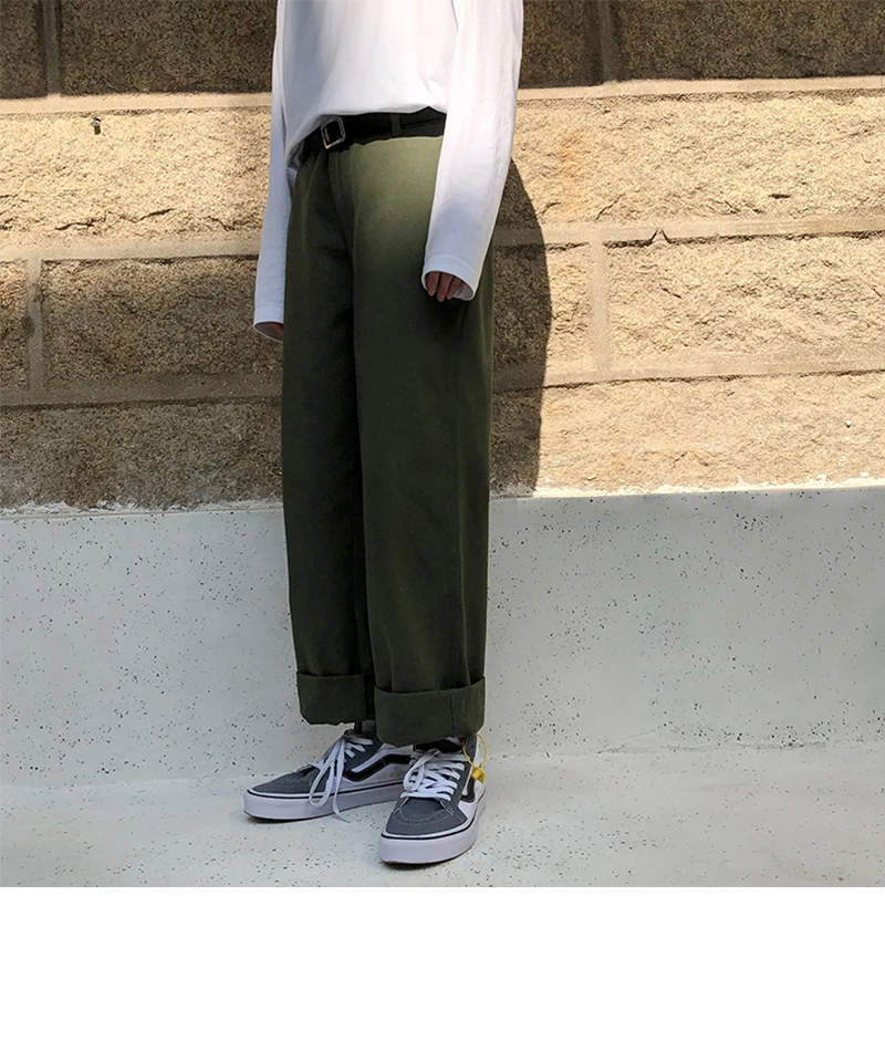 2019 Весна Для мужчин прилив мужской зеленый/хаки/черный Цвет работы прямо Повседневное Штаны уличные брюки мужские тренировочные брюки