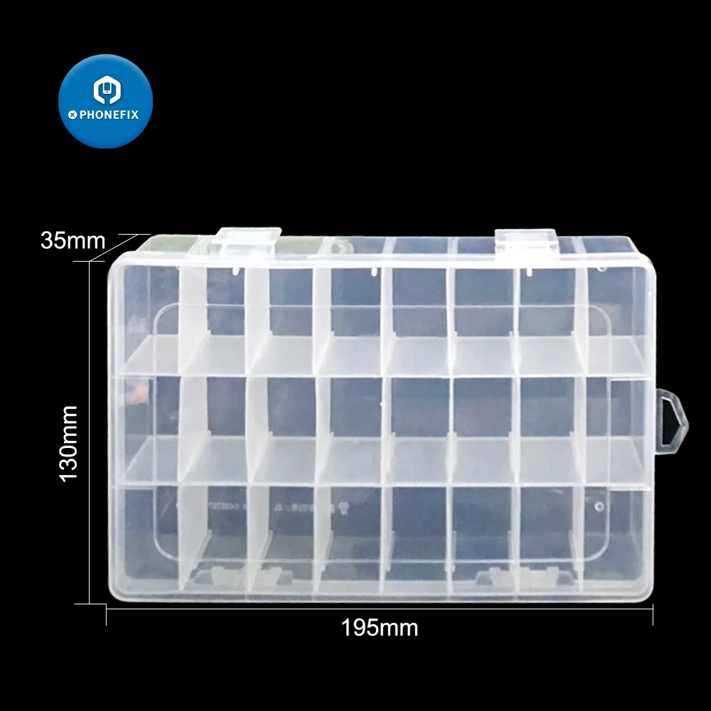 PHONEFIX 24 отсека прозрачный пластиковый ящик для хранения для телефона аксессуары запасные части контейнер практичный Органайзер
