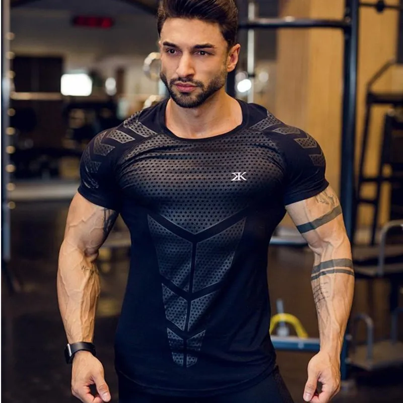 Мужская летняя футболка с коротким рукавом для занятий фитнесом и бодибилдингом, спортивные брендовые футболки, модная повседневная одежда