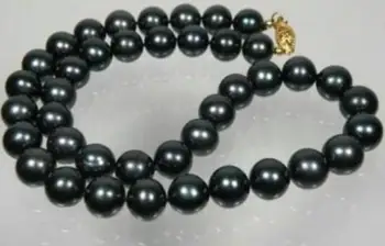 

BEAUTIFUL 10-11MM AAA NATURAL BLACK PEARL NECKLACE 18INCH 36" YELLOW CLASP