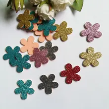 

80PCS Mixed Colors 32mm Glitter Felt Padded Applique Flower Felt Appliques for DIY Sewing Supplies Kids Craft Accessorie