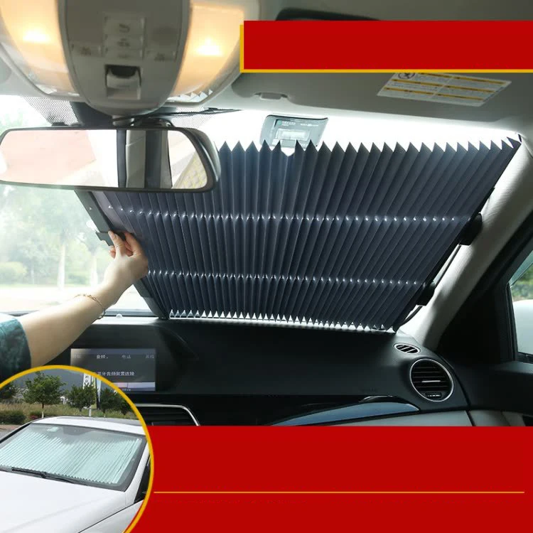 

Car Retractable Curtain With UV Protection Front Windshield Visor Auto Shade New