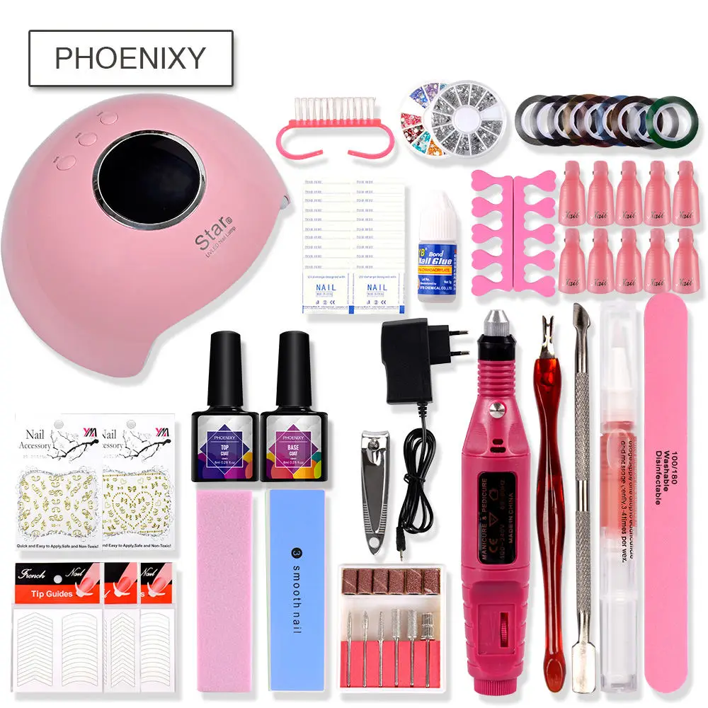 Nail Set 36w UV LED Lamp For Nail 20 Color Gel Polish Nail Drill Machine Manicure Electric Manicure Handle Kit Manicure Set - Цвет: no polish