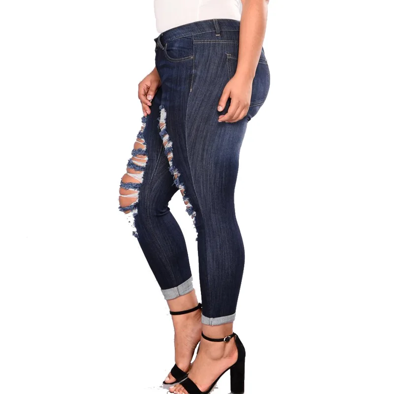 Ladies hole Jeans plus big size, 4XL to 7XL high waist trouser aesthetic,denim mom,jean boyfriend for women,zaraing ankle