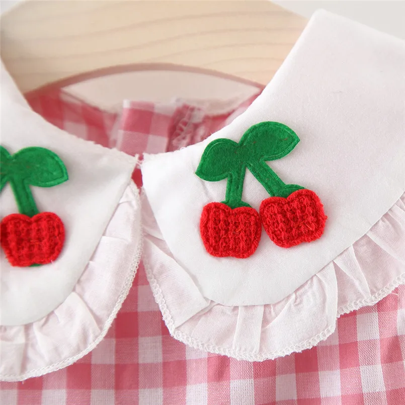 girls dress Newborn Kids Baby Girl Plaid Embroideried Fruit Ruffled Princess Dress Sundress robe fille roupa infantil ##4J10 (8)