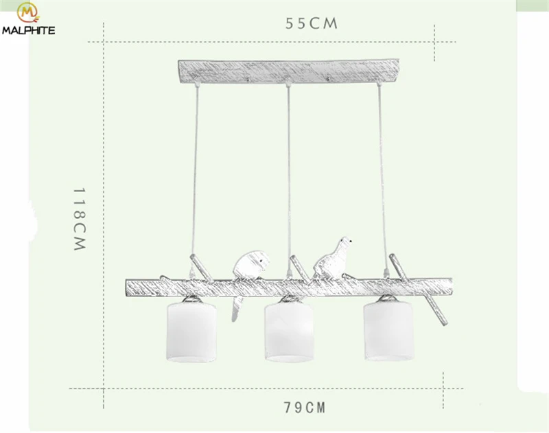 Подвесной светильник для ресторана в скандинавском стиле, современный подвесной светильник с изображением птиц из дерева и смолы, светильник для детской спальни, декоративный светильник