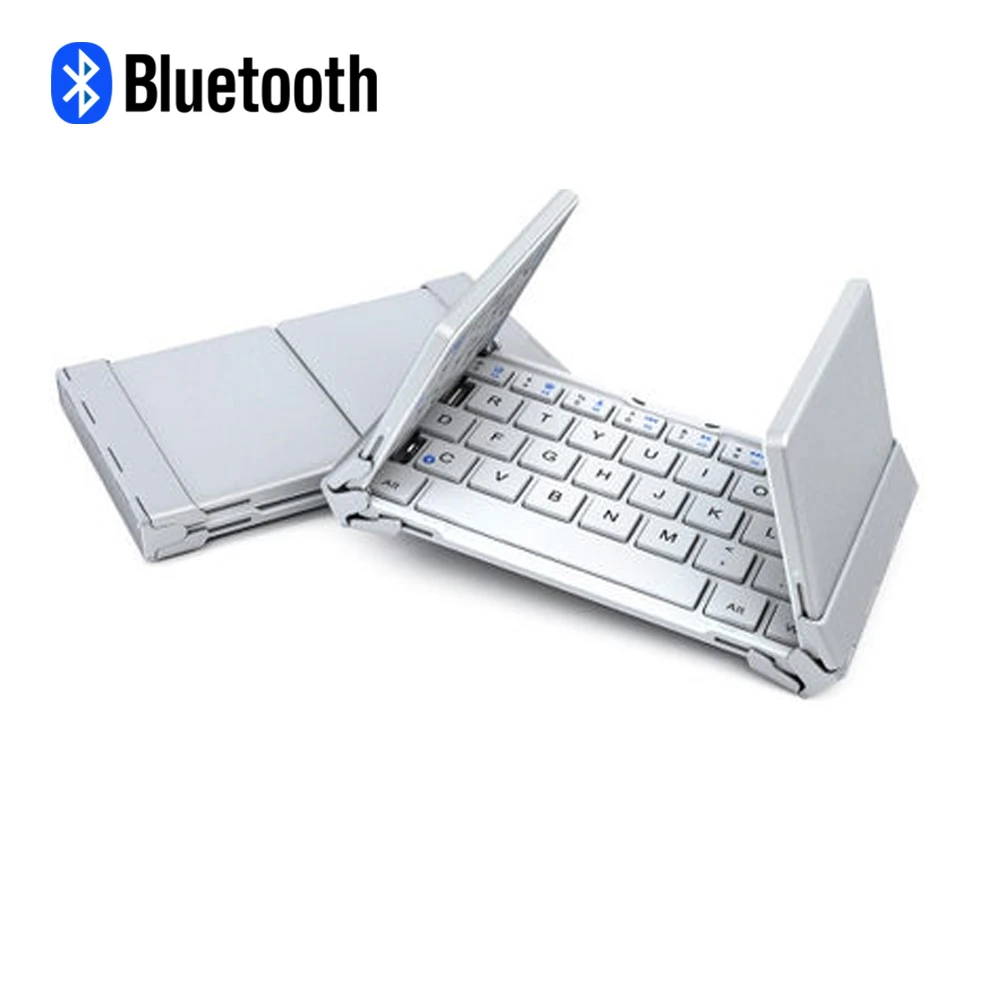 

CHYI Tri-folding Bluetooth Keyboard White Mini Keyboard Wireless Rechargeable Keyboard Built-in Buttery For Smartphones Tablets