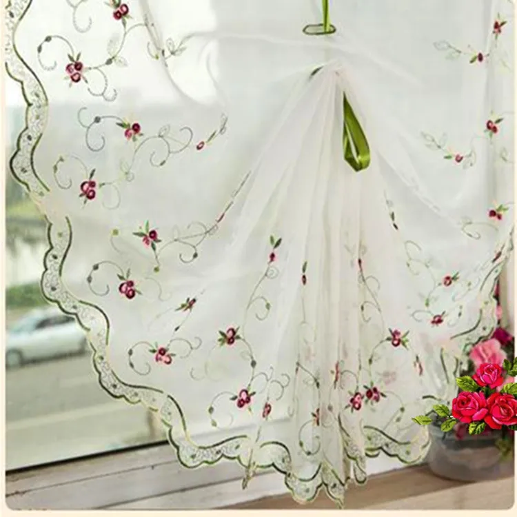Flat Window Terry Embroidery Floral Lace Roman Curtain Woven Rope Home Hotel 
