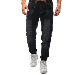 OLN 2019 мужские джинсы из денима в стиле пэчворк Карандаш мужские штаны Повседневная мода Slim Fit Большие размеры обтягивающие винтажные брюки