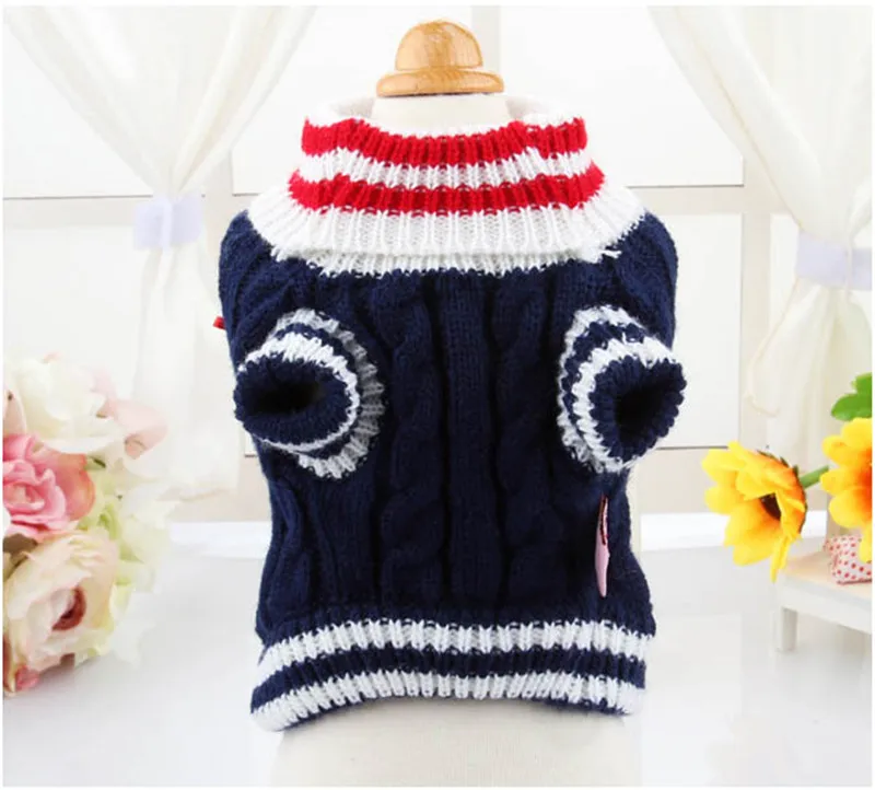 Navy Blue Red Pet Dog Clothes Warm Sweater Puppy Coat Winter Outfit For Small Pet Dog Chihuahua Teddy Clothes Dog Sweater Coat  13