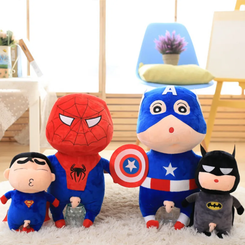 Милые Супергерои Marvel DC Crayon Shin Chan Мягкая Плюшевая Кукла LOL Бэтмен Супермен