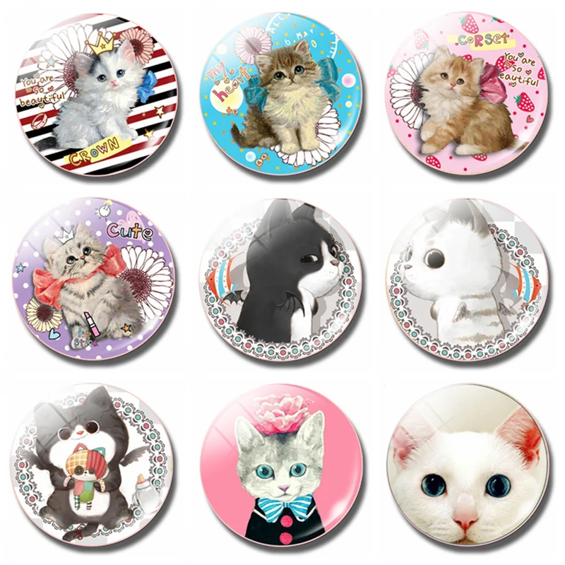 

Queen of Cat Refrigerator Magnet 30 MM Glass Dome Magnet Fridge Notes Cute Kitten Message Magnetic Stickers Holder Decor