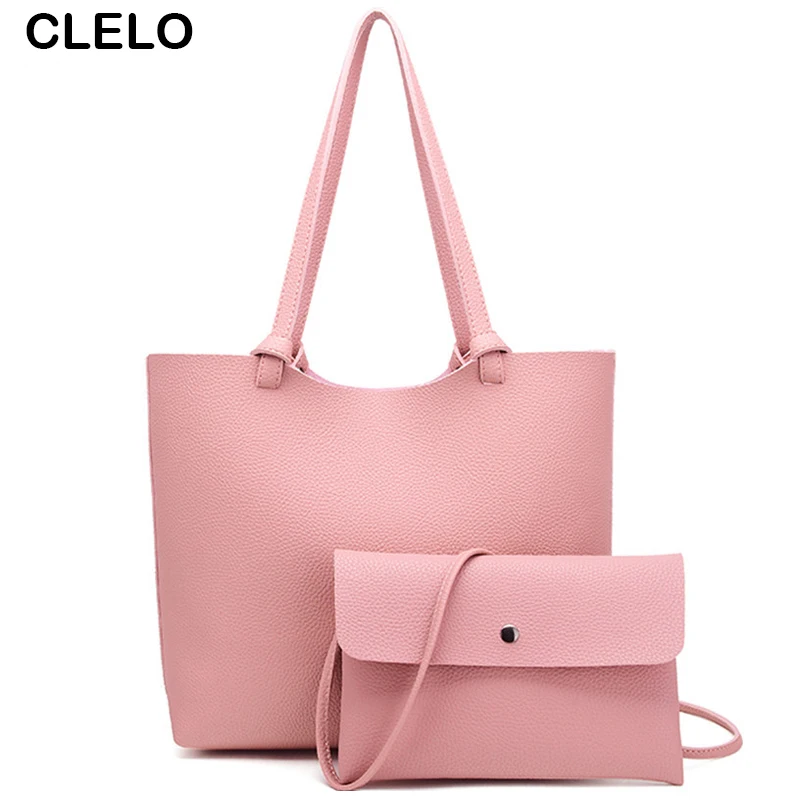 

CLELO Women handbag Fashion Brand Designer PU Leather Handbags Women Messenger Bags Large Shopping Tote Ladies Composite Bag