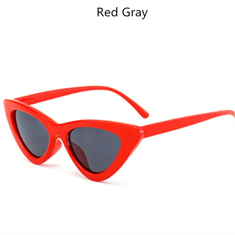 YOOSKE, маленькие солнцезащитные очки кошачий глаз, женские, Ретро стиль, крутые, сексуальные, треугольные, солнцезащитные очки, женская мода, океанская пленка, кошачьи глаза, солнцезащитные очки, UV400 - Цвет линз: Red Gray