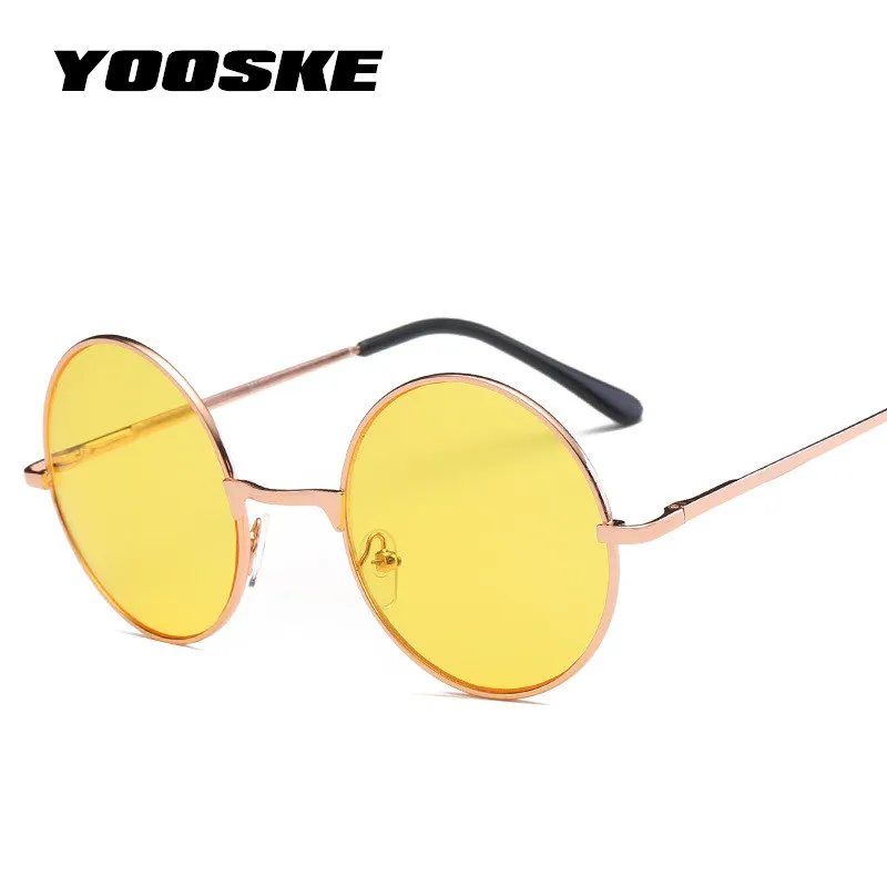 

YOOSKE Vintage Round Sunglasses Women Ocean Color Lens Mirror Sunglasses Female Brand Rose Gold Metal Frame Circle Glasses UV400