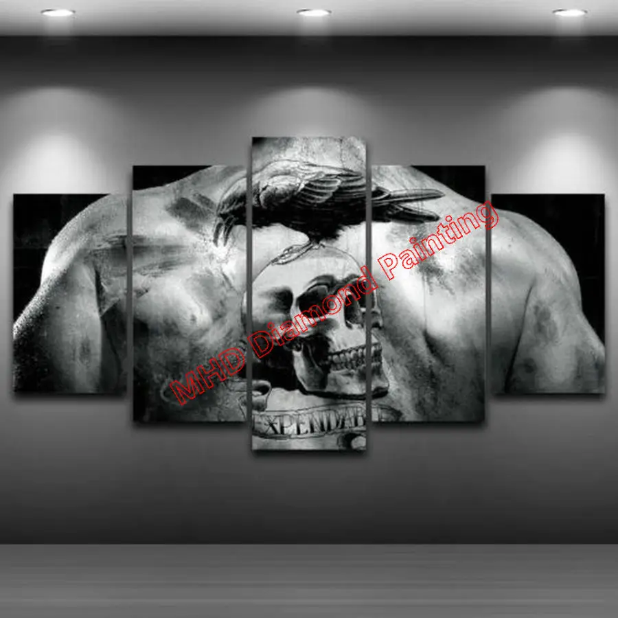

DIY Diamond Painting Man Behind Skull Icon diy Diamond Cross Stitch Full & Round Mosaic Diamond Embroidery Decoration 1 Set 5pcs