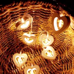 10 светодиодный Сердце Свет Строка Батарея Powered деревянной светодиодный праздник для вечеринки, дня рождения Свадебные Рождественские