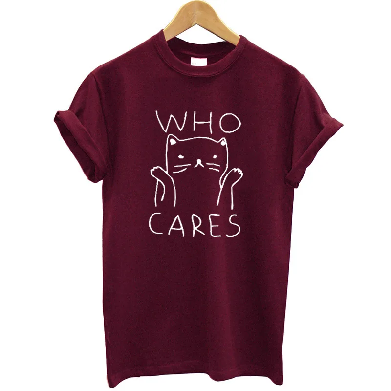 

Who Cares Printed Women T-shirt Cotton Short Sleeve Loose Fit Summer Tops Streetwear Funny Tshirt Women Casual Clothing Brand