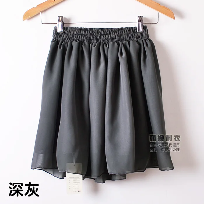 darkgray Danjeaner два Слои летнее Мини Шифоновая юбка модные Повседневное конфеты Цвета плиссированные юбки женские Повседневное пляжные юбки Jupe Femme - Цвет: darkgray
