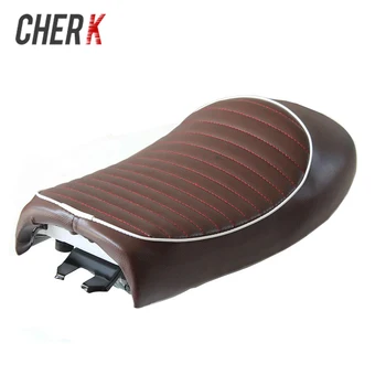 

Cherk Brown Motorcycle Cafe Racer Seat Custom Vintage Hump Saddle Flat pan Retro Seat For Honda CB125S CB200 CB350 CL350 CB400