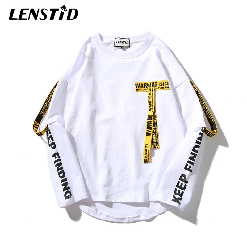 LENSTID Новинка 2019 года евро Америка High Street сбоку ленты хип хоп толстовки уличная для