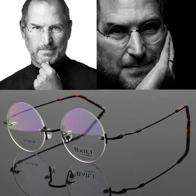 Vintage 46mm Round Red Bronze Rimless John Lennon Steve Jobs Eyeglass