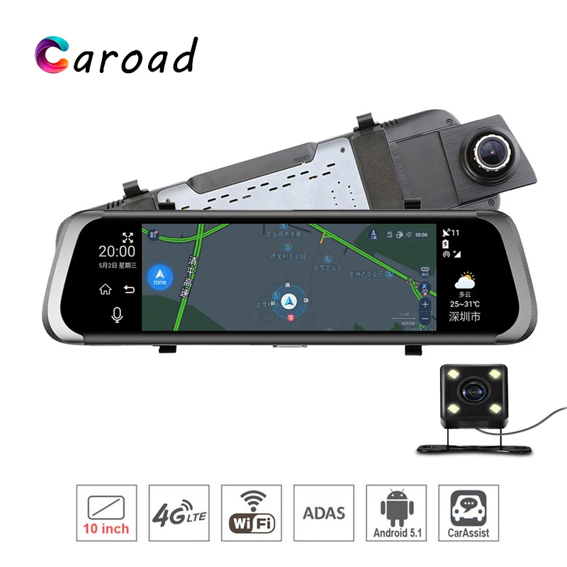 Caroad автомобиля камера памяти GPS навигации Android 3g 4 г Wi Fi ADAS удаленного зеркало