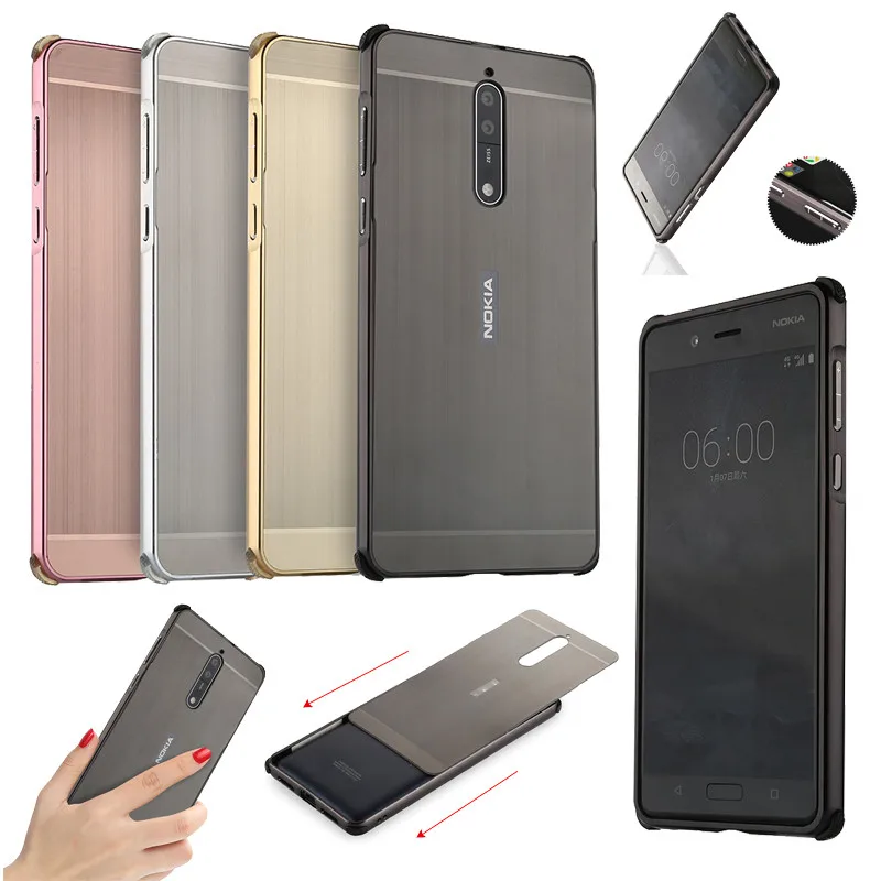 

For Nokia 7 Nokia7 2017 Case Plating Metal Frame Cover with Brushed Back Cover Hard Case for Nokia 7 Nokia7 2017 Hard Cover