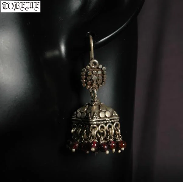 

Old Handmade Nepal 925 Silver Earrings Vintage 925 Sterling Bohemia Women Earrings Ethnic Flower Dangle Earrings