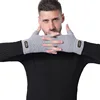 Gants en tricot Jacquard épais en laine acrylique pour hommes, à la mode, à moitié des doigts, pour écran tactile, à la mode ► Photo 3/5