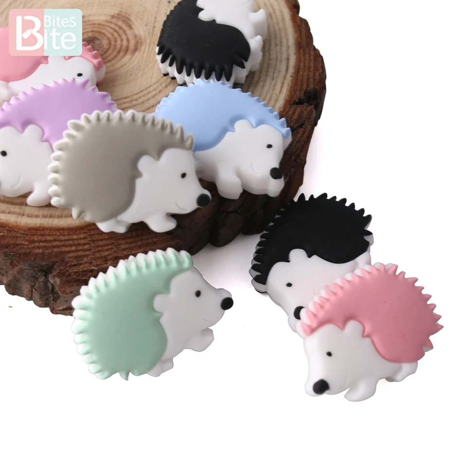 

Bite Bites Animal Silicone Beads Porcupine Teething Pacifier Chain BPA Free Perle Silicone Food Grade Cartoon Baby Teether 3pc