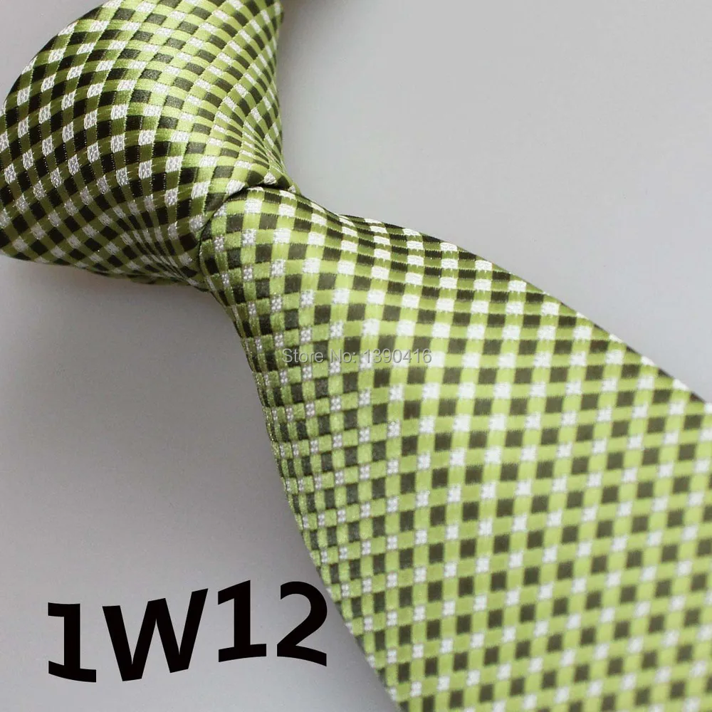 2018 Latest Stylet Brand Ties Army Green/White/Light Green Grid Striped