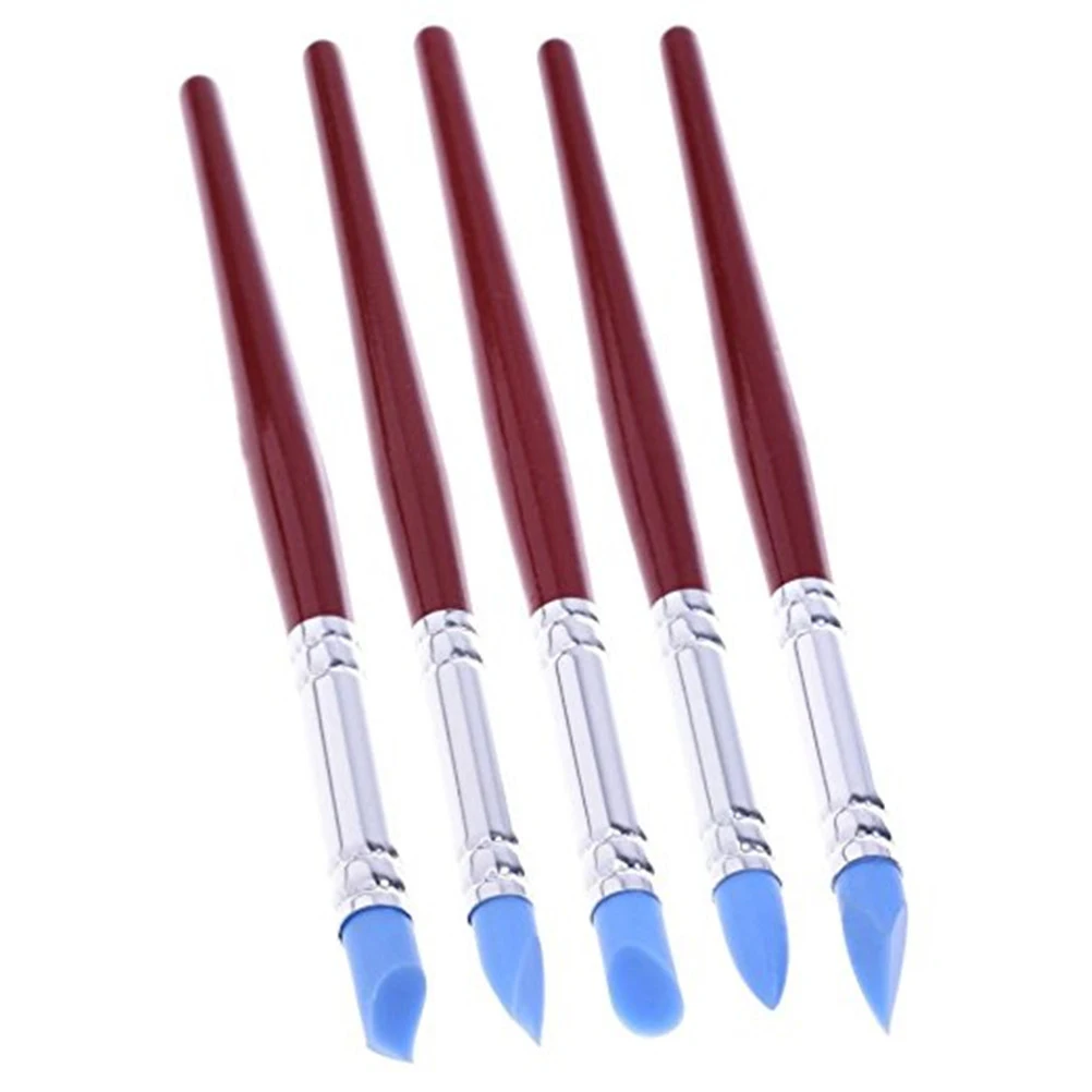 

5Pcs Shaping Pens Painting Brushes Clay Color Shaping Modeling Wipe Out Tools Silicone Tip Paint Brushes for Sculpture Pottery