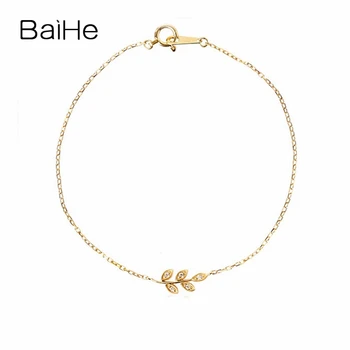 

BAIHE Solid 18K Yellow Gold 0.03ct H/SI Natural Diamonds bracelet for Women Wedding Women Trendy Fine Jewelry gift браслет