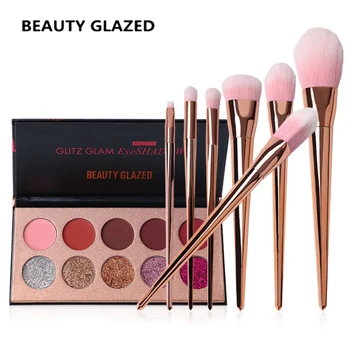 

BEAUTY GLAZED Make Up Set Eyeshadow Matte Shimmer Natural Palette With Rose Gold 7 Pcs Brushes in 1 Set Makeup Kit