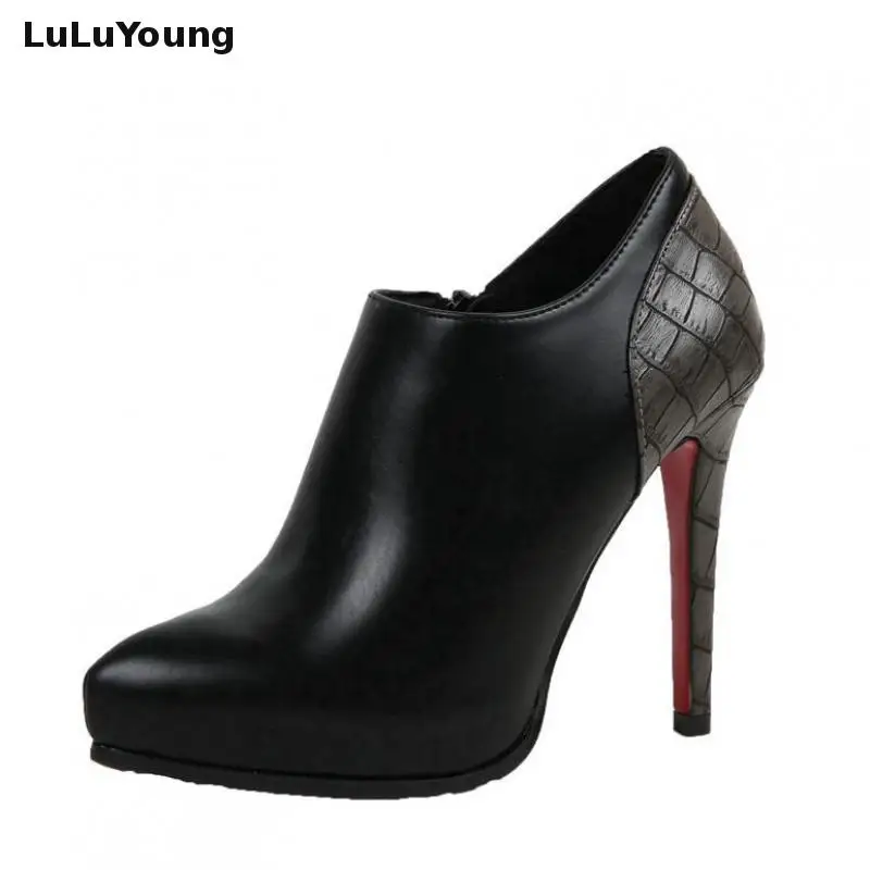 Courtes Pointues Noir Nouvelles Côté 2018 forme Sy gris Automne Chaussures Plate Hauts Bottes Fermeture 2517 Éclair Talons Femmes PZiTuOXk