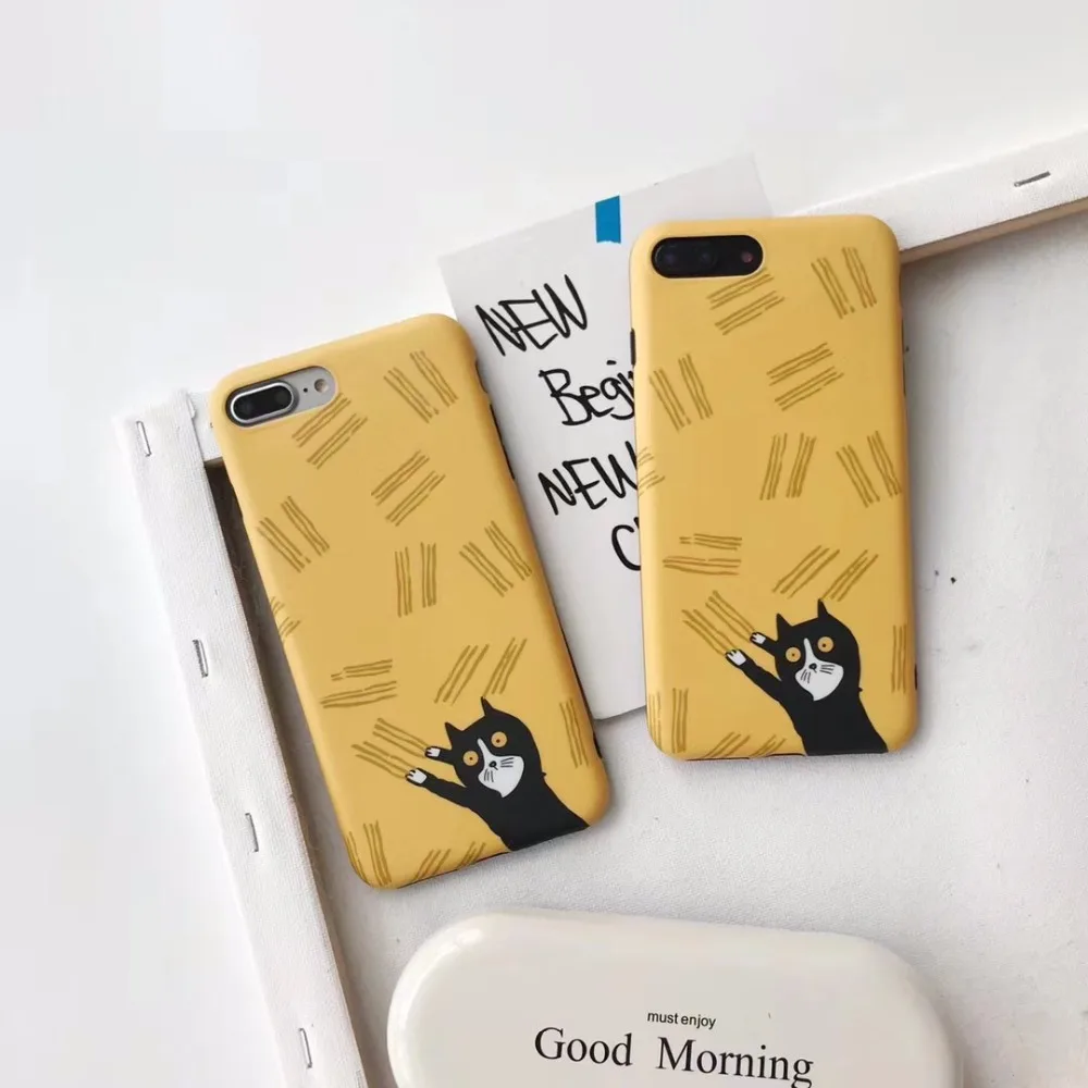 Ретро цвет чехол для iPhone 6 7 8 Plus X телефон случаях тигр кошка милый мультфильм