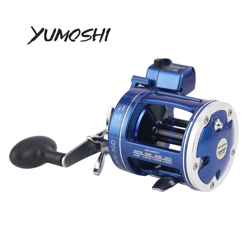 Kaufen YUMOSHI Angeln Reel ACL600 30D AC60 30D ACL600 50D Blau Trommel 5,2 1 getriebe Rtio 12 BB mit Zähler Fisch Angelrute Angehen Pesca